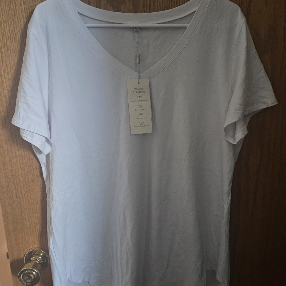 Women's White V-Neck Top